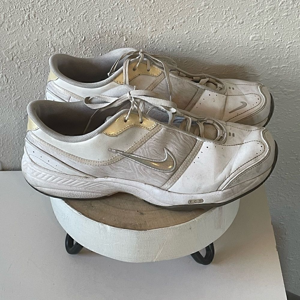 Used Nike Womens Air Miler Running Shoes White/Yellow Gold Low Top Size 8